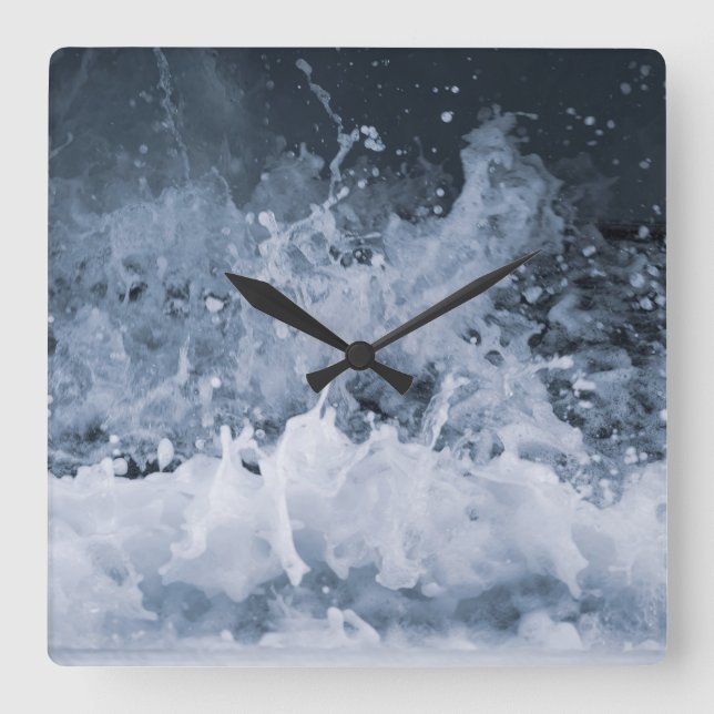 Ocean Wave Splash Closeup 1 Square Wall Clock (Front)