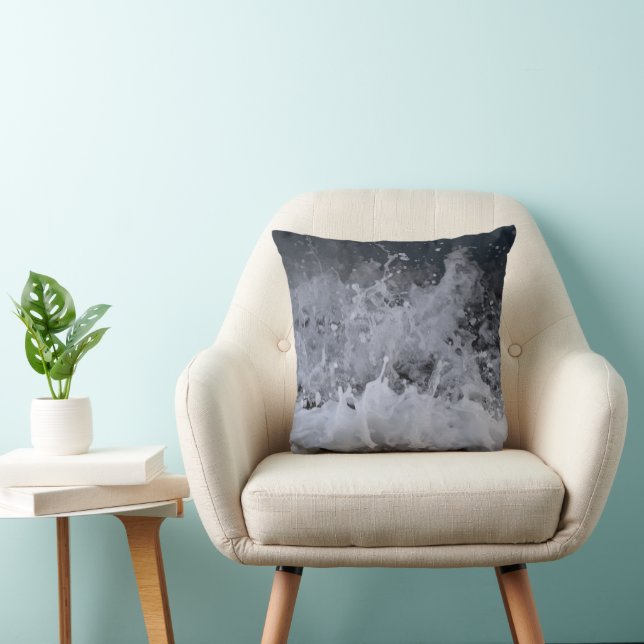 Ocean Wave Splash Closeup 2 Throw Pillow (Chair)