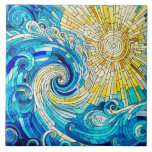 Ocean Wave Sun mosaic art Ceramic Tile<br><div class="desc">Ocean Wave Sun mosaic art</div>