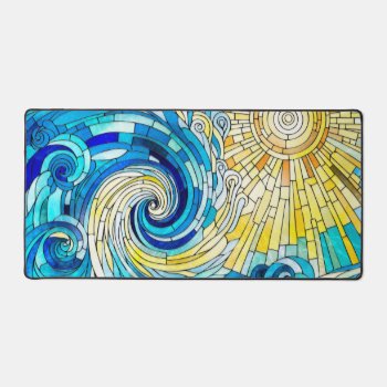 Ocean Wave Sun Mosaic Art Desk Mat by LoveMalinois at Zazzle