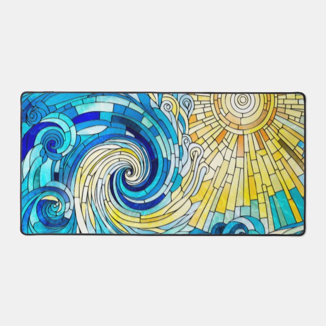 Ocean Wave Sun mosaic art Desk Mat (Front)