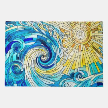 Ocean Wave Sun Mosaic Art Doormat by LoveMalinois at Zazzle