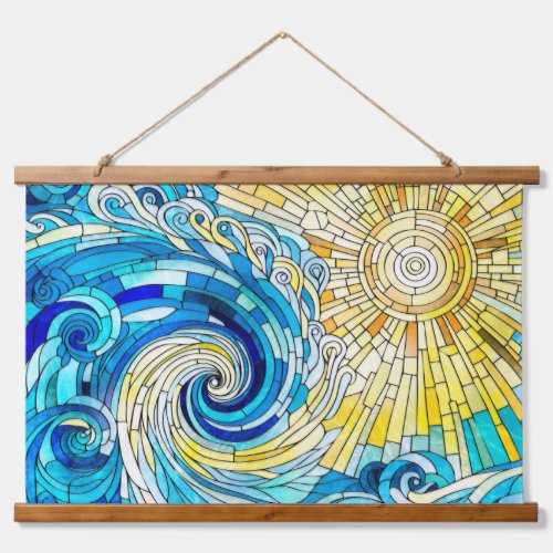 Ocean Wave Sun mosaic art Hanging Tapestry