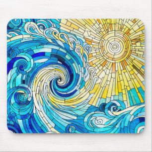 Ocean Wave Sun mosaic art Mouse Pad