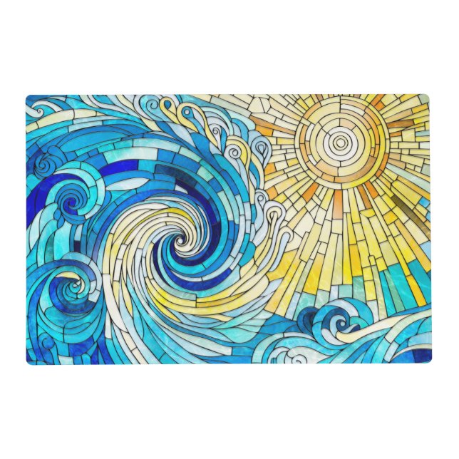 Ocean Wave Sun mosaic art Placemat (Front)