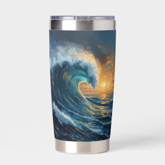 Ocean Wave Sunset Art – Abstract Sea Design  Insulated Tumbler