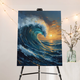 Ocean Wave Sunset Foam Board Abstract Sea Art Wall