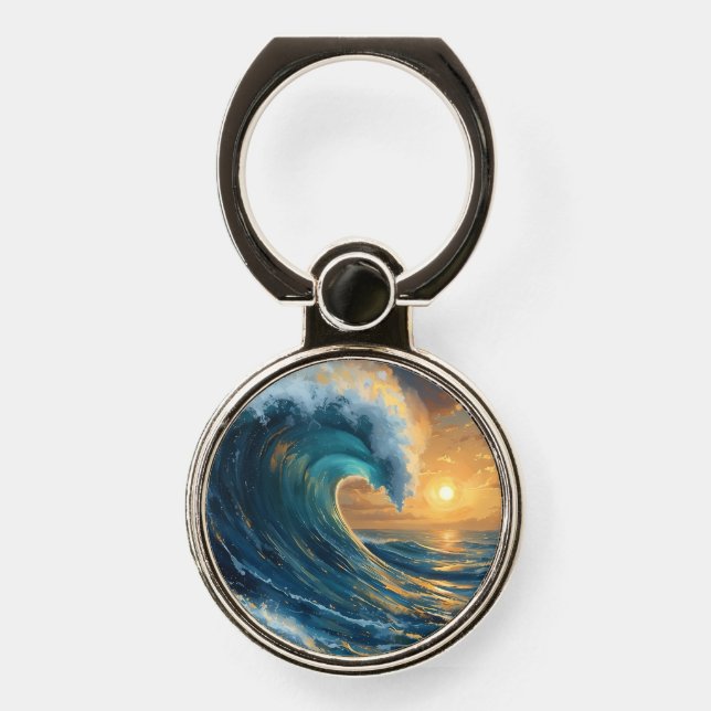 Ocean Wave Sunset Ring Holder – Abstract Sea Art P (Front)