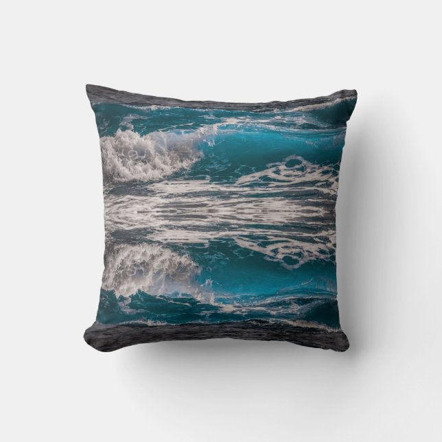 Ocean Wave Throw Pillow (Front)