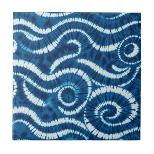 Ocean Wave Tie Dye Design Ceramic Tile