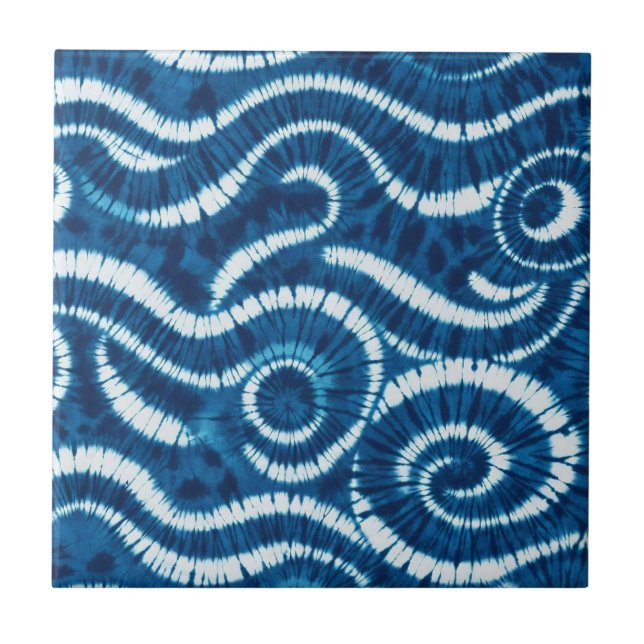 Ocean Wave Tie Dye Design Ceramic Tile (Front)