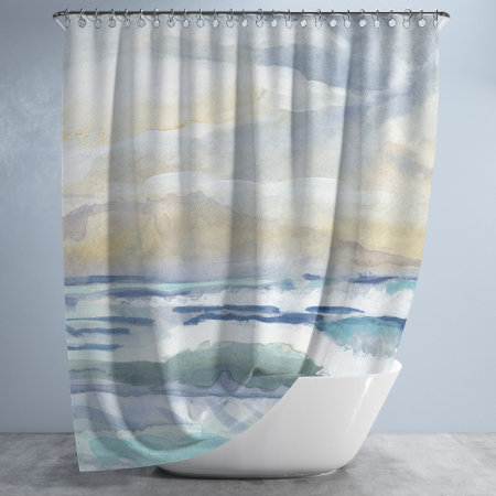 Ocean Wave Watercolor Beach Coastal Home Decor Shower Curtain