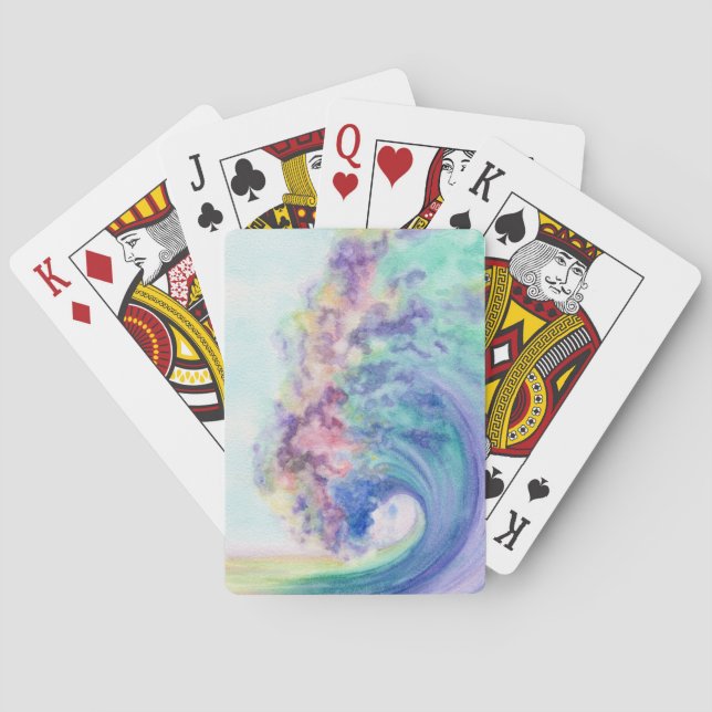 Ocean Wave Watercolor Poker Cards (Back)