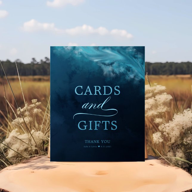 Ocean Wave Wedding Cards and Gifts Pedestal Sign (Creator Uploaded)