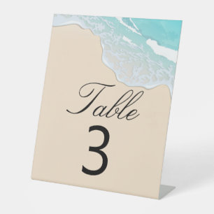 Ocean Wave Wedding Table Seating Placement Pedestal Sign