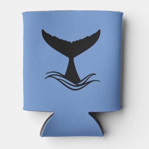 Ocean Wave Whale Tail Silhouette Can Cooler