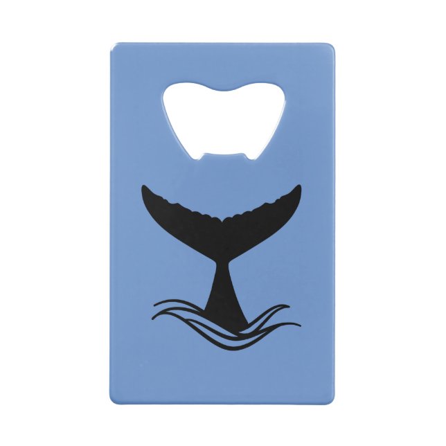 Ocean Wave Whale Tail Silhouette Credit Card Bottle Opener (Back)