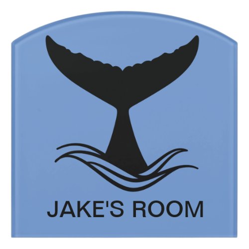 Ocean Wave Whale Tail Silhouette Door Sign