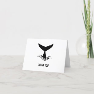 Ocean Wave Whale Tail Silhouette Letterpress Thank You Card