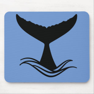 Ocean Wave Whale Tail Silhouette Mouse Pad