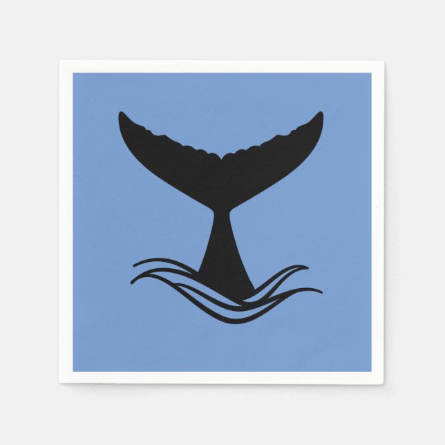 Ocean Wave Whale Tail Silhouette Napkins (Front)
