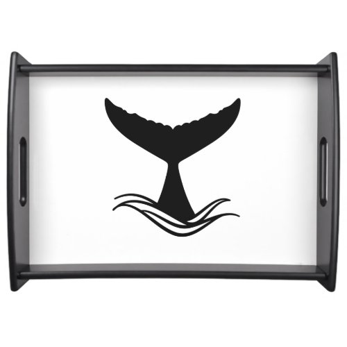 Ocean Wave Whale Tail Silhouette Serving Tray