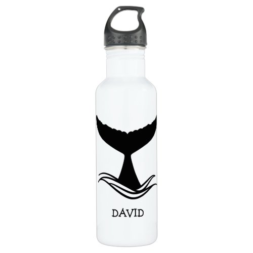 Ocean Wave Whale Tail Silhouette Stainless Steel Water Bottle