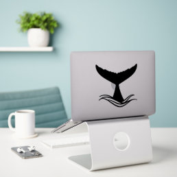 Ocean Wave Whale Tail Silhouette Sticker