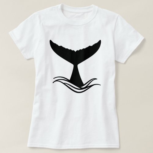Ocean Wave Whale Tail Silhouette T_Shirt