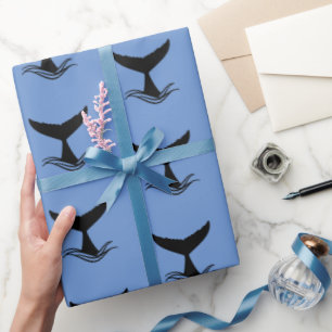 Ocean Wave Whale Tail Silhouette Wrapping Paper