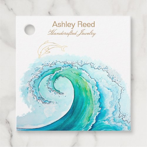 Ocean wave with dolphin Product Tags 