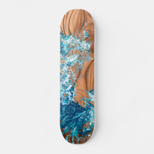 Ocean Wave Wood Style Accent Skateboard