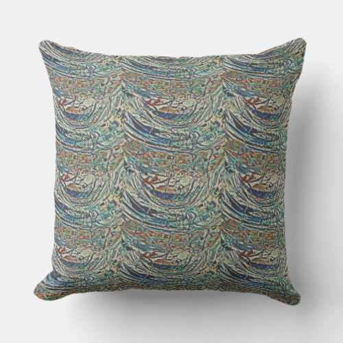 OCEAN WAVES ABSTRACT SEAFOAM THROW PILLOW