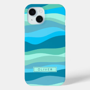 Ocean waves abstract water aqua blue cyan iPhone 15 case