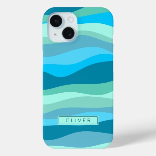Ocean waves abstract water aqua blue cyan iPhone 15 case