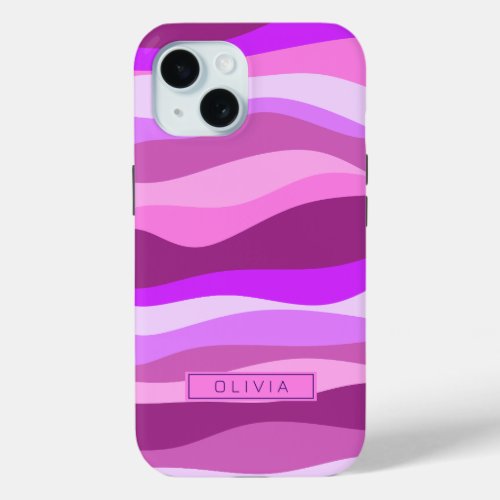 Ocean waves abstract water pink fuchsia purple iPhone 15 case