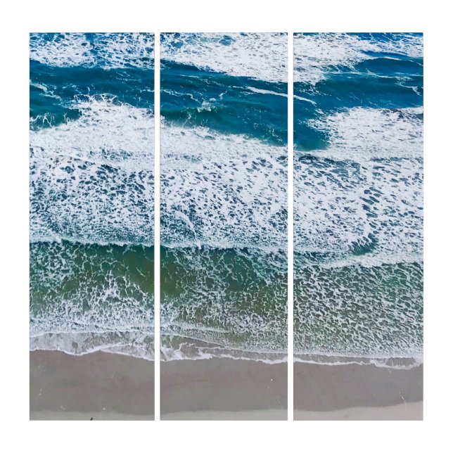 "Ocean waves" Acrylic triptych 3 panel decor (Front)