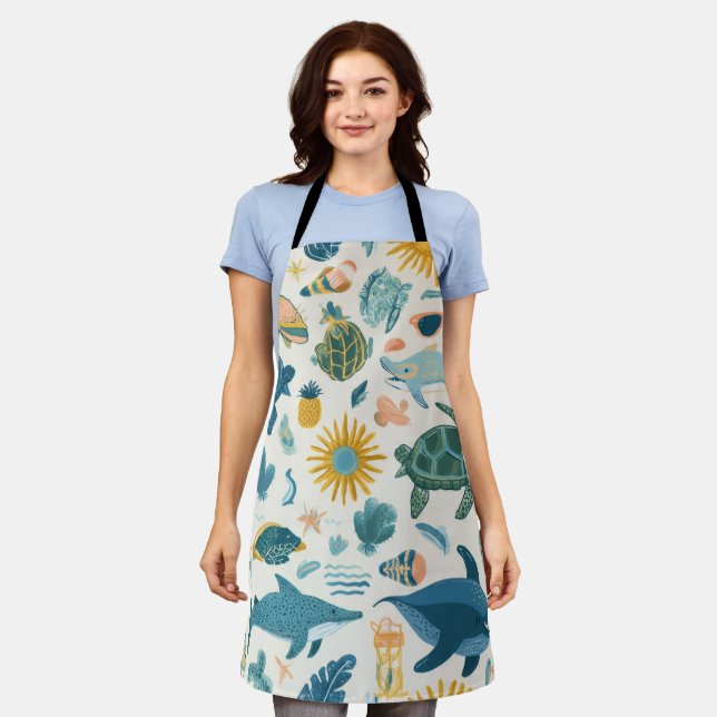 Ocean Waves All-Over Print Apron Gift (Worn)