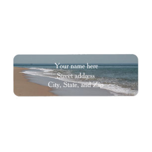 Ocean waves and beach label