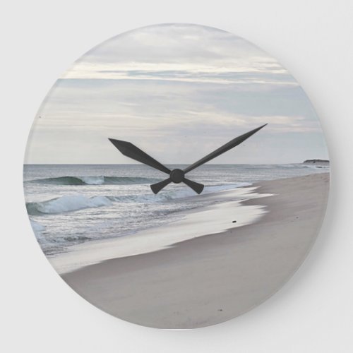 Ocean waves and beach large clock