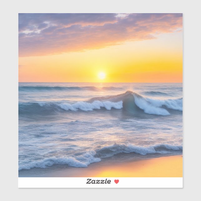 Ocean Waves and Beach Shore at Sunset Sticker (Sheet)
