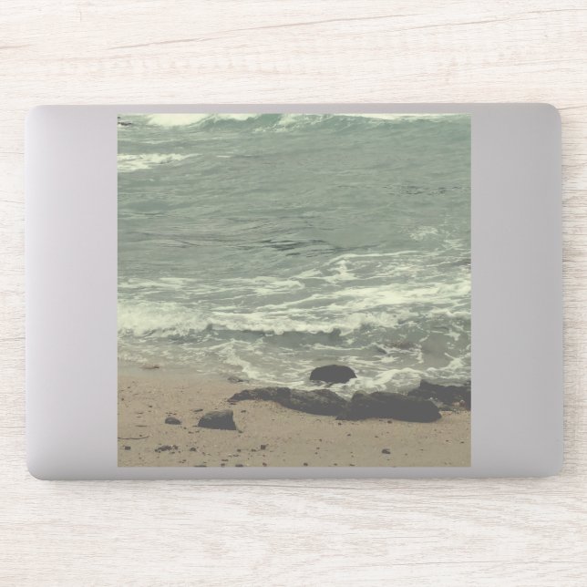 ocean waves and beach sticker (Computer)