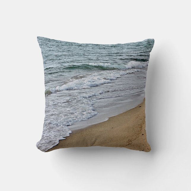 Ocean waves and beach throw pillow (Front)