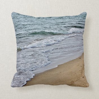 Ocean Waves And Beach Throw Pillow by backyardwonders at Zazzle