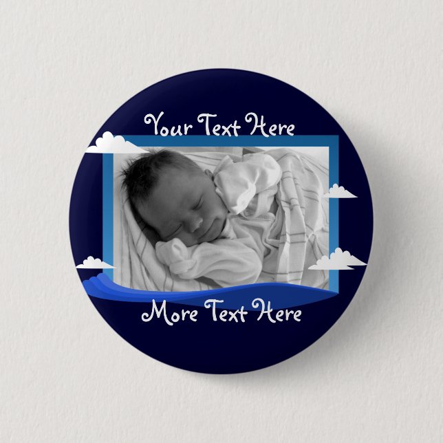 Ocean waves and blue sky Frame Button (Front)