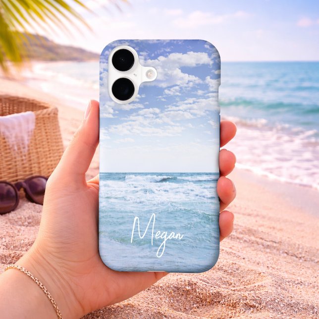 Ocean Waves and Blue Sky Photography Custom Case-Mate iPhone Case (Ocean Waves and Blue Cloud Sky Custom Phone Case)