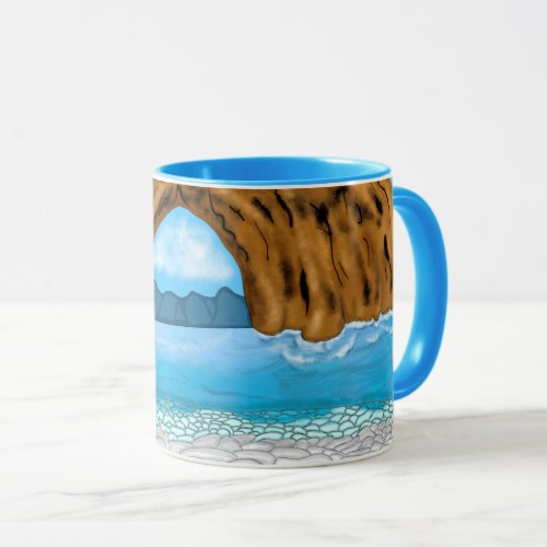 Ocean Waves and Canyon Drawing Peaceful   Mug