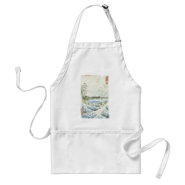 Ocean waves and Mt Fuji Adult Apron (Front)