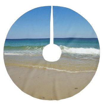 Ocean Waves And Sandy Beach Brushed Polyester Tree Skirt by backyardwonders at Zazzle