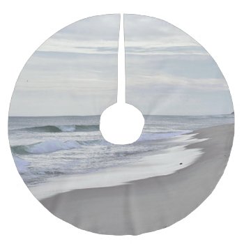 Ocean Waves And Sandy Beach Brushed Polyester Tree Skirt by backyardwonders at Zazzle